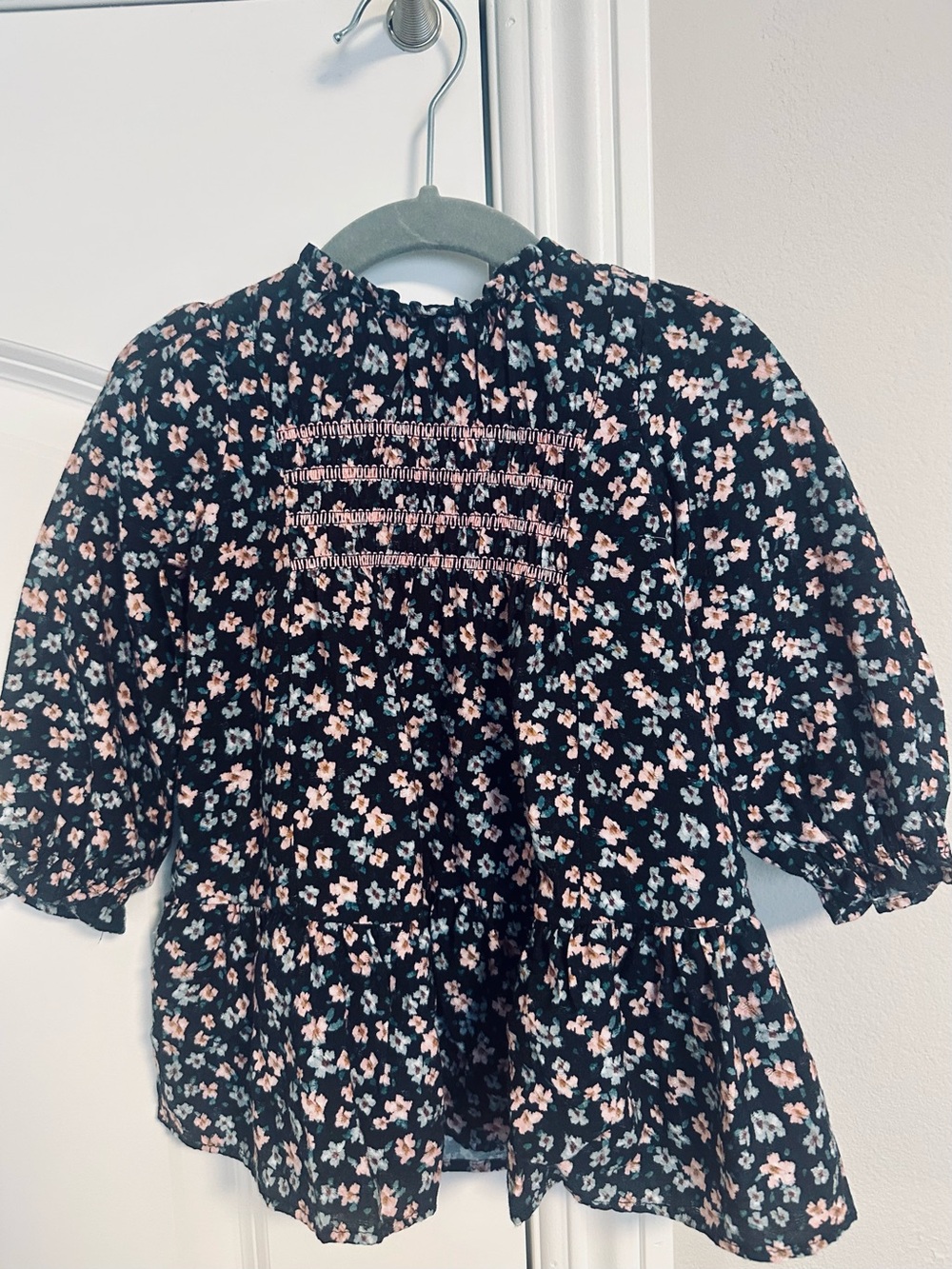 Zara Kids Black Floral Smocked Dress with Flowers - Size 9-12M